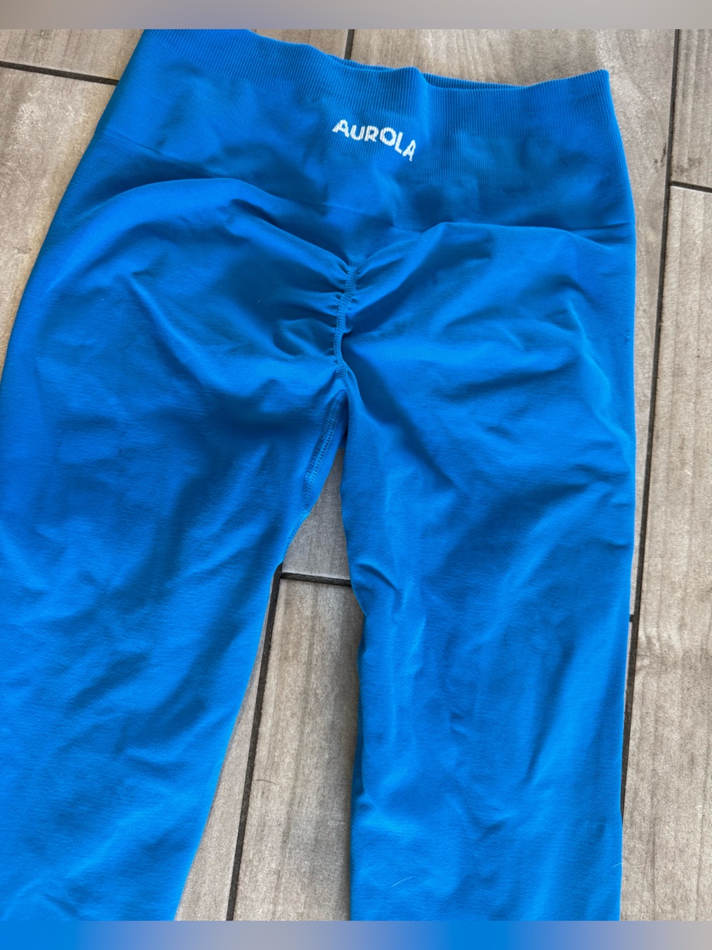 AUROLA Women's Seamless Ruched Athletic Leggings, Bright Blue Sz S